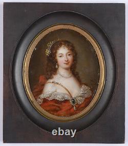 Portrait of a young lady, high quality French oil on brass miniature, 1635