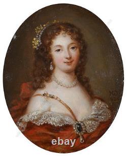 Portrait of a young lady, high quality French oil on brass miniature, 1635