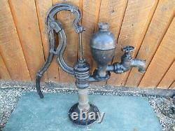 RARE Vintage Cast Iron Hand WATER PUMP + BRASS Cylinder 31 High Signed GOULD