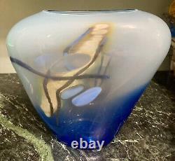 Rare 8 1/2 Tall Studio Art Glass Vase Rick & Janet Nicholson Signed 85 Cobalt