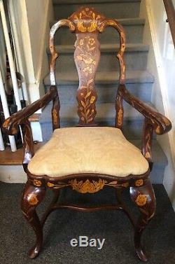 Rare Alfonso Marina Inlaid Wood Chair Bird Palor Seat High End Furniture Signed