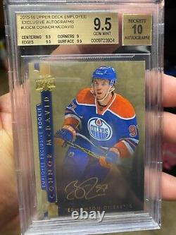 Rarity High-end Rc Bgs 9.5 With 10 Auto 2015 Upper Deck Employee Connor Mcdavid