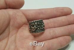 Rebecca Collins Rare Vintage Sterling Silver High Relief Cherub Ring Signed