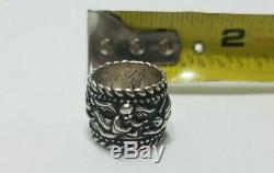 Rebecca Collins Rare Vintage Sterling Silver High Relief Cherub Ring Signed