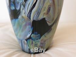 Robert Eickholt Art Glass Signed 2001 Vase 10 High Magnificent Rich Colors