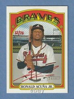 Ronald Acuna Jr. 2021 Topps Heritage High Number Real One On-card Red Auto /72
