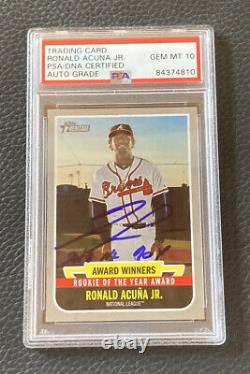 Ronald Acuna Jr Signed 2018 Topps Heritage ROY Autographed Card PSA 10 Auto