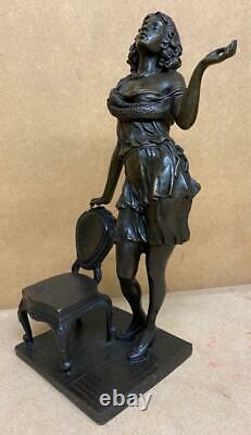 Russian Bronze Sculpture of a Lady by Chair High Heels Signed