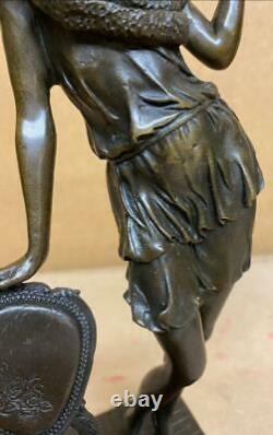 Russian Bronze Sculpture of a Lady by Chair High Heels Signed