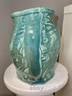 SCOTT TUBBY Signed Studio Pottery Teal Green Vase Cape Ann Rockport MA Artist