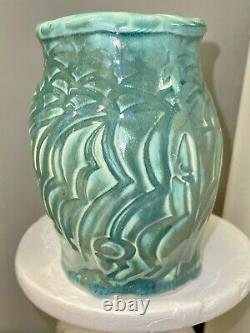SCOTT TUBBY Signed Studio Pottery Teal Green Vase Cape Ann Rockport MA Artist