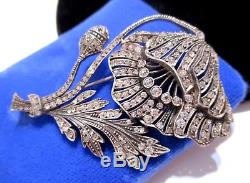 STUNNING Antique HIGH ART DECO 935 Silver PASTE BRILLIANT POPPY PIN signed WK