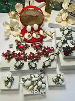 Schiaparelli High End Rhinestone Jewelry Lot Signed Jewelry 5 Set's 14 Pcs