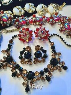 Schiaparelli High End Rhinestone Jewelry Lot Signed Jewelry 5 Set's 14 Pcs