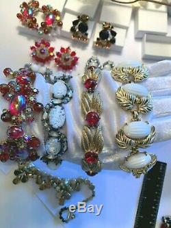 Schiaparelli High End Rhinestone Jewelry Lot Signed Jewelry 5 Set's 14 Pcs