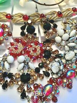 Schiaparelli High End Rhinestone Jewelry Lot Signed Jewelry 5 Set's 14 Pcs