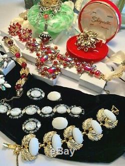 Schiaparelli High End Rhinestone Jewelry Lot Signed Jewelry 5 Set's 14 Pcs