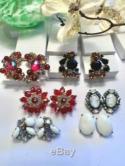 Schiaparelli High End Rhinestone Jewelry Lot Signed Jewelry 5 Set's 14 Pcs