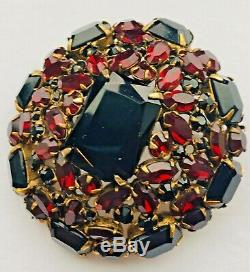 Schreiner NY Ruby Red Garnet Brooch Pin Rare Vintage High Domed Prong Set Signed