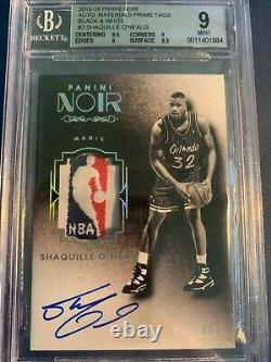 Shaq 2015-16 Panini Noir Prime Tag Nba Logoman Auto Bgs 9 Mint Monster High End