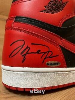 Signed 2000 Nike Air Jordan 1 High Banned 1985 Rookie Retro Shoes Autograph Uda