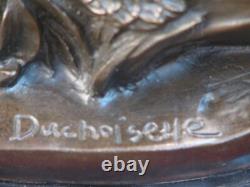 Signed Bronze Highly Detailed Statue Native American Indian On Marble Base