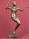 Signed Bronze Sculpture Art Deco Dancer Highly Detailed Statue On Marble Base