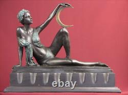 Signed Bronze Statue Art Deco Highly Detailed Handcrafted Sculpture Marble Base