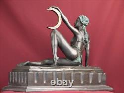 Signed Bronze Statue Art Deco Highly Detailed Handcrafted Sculpture Marble Base