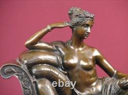 Signed Bronze Statue Classic Highly Detailed Sculpture On Marble Base