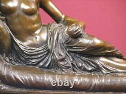 Signed Bronze Statue Classic Highly Detailed Sculpture On Marble Base