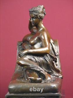Signed Bronze Statue Classic Highly Detailed Sculpture On Marble Base
