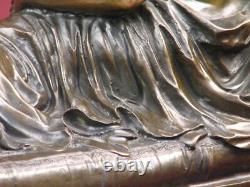 Signed Bronze Statue Classic Highly Detailed Sculpture On Marble Base