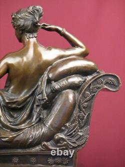 Signed Bronze Statue Classic Highly Detailed Sculpture On Marble Base