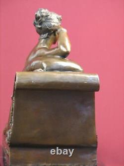 Signed Bronze Statue Classic Highly Detailed Sculpture On Marble Base