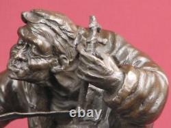 Signed Bronze Statue Realism Scene Highly Detailed Sculpture On Marble Base