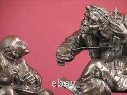 Signed Bronze Statue Realism Scene Highly Detailed Sculpture On Marble Base