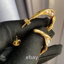 Signed CELINE High Quality 18K Gold Plated Pea Pearl Earrings