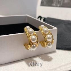 Signed CELINE High Quality 18K Gold Plated Pearl Earrings