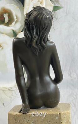 Signed High Quality M. Nick Art Deco Bronze Nude Girl Plinth Statue Sale Deal Art
