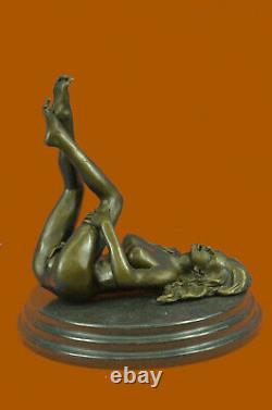 Signed High Quality Mavchi Art Deco Bronze Nude Girl Plinth Statue Sale Art Deco