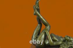 Signed High Quality Mavchi Art Deco Bronze Nude Girl Plinth Statue Sale Deal Art