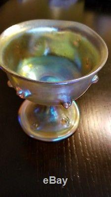 Signed LCT, Tiffany Favrile Art Glass Wine Glass Mint Cond. 31/2 inches High