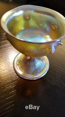 Signed LCT, Tiffany Favrile Art Glass Wine Glass Mint Cond. 31/2 inches High