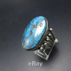 Signed NAVAJO Sterling Silver HIGH BLUE EGYPTIAN TURQUOISE RING size 8.75