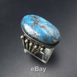 Signed NAVAJO Sterling Silver HIGH BLUE EGYPTIAN TURQUOISE RING size 8.75