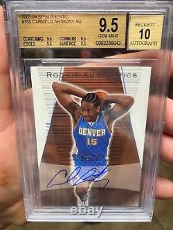 Sp Authentic Bgs 9.5 True Gem Auto 10 High Subs Carmelo Anthony Rookie 2003 /500