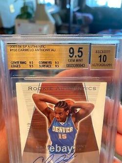 Sp Authentic Bgs 9.5 True Gem Auto 10 High Subs Carmelo Anthony Rookie 2003 /500