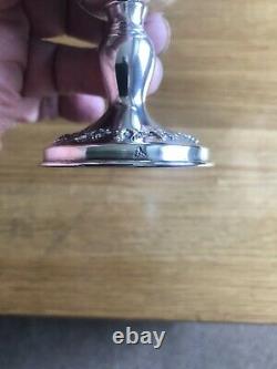 Sterling 925 Signed Solid Silver Goblet Chased With Fruiting Vines 5 3/8 High