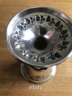 Sterling 925 Signed Solid Silver Goblet Chased With Fruiting Vines 5 3/8 High